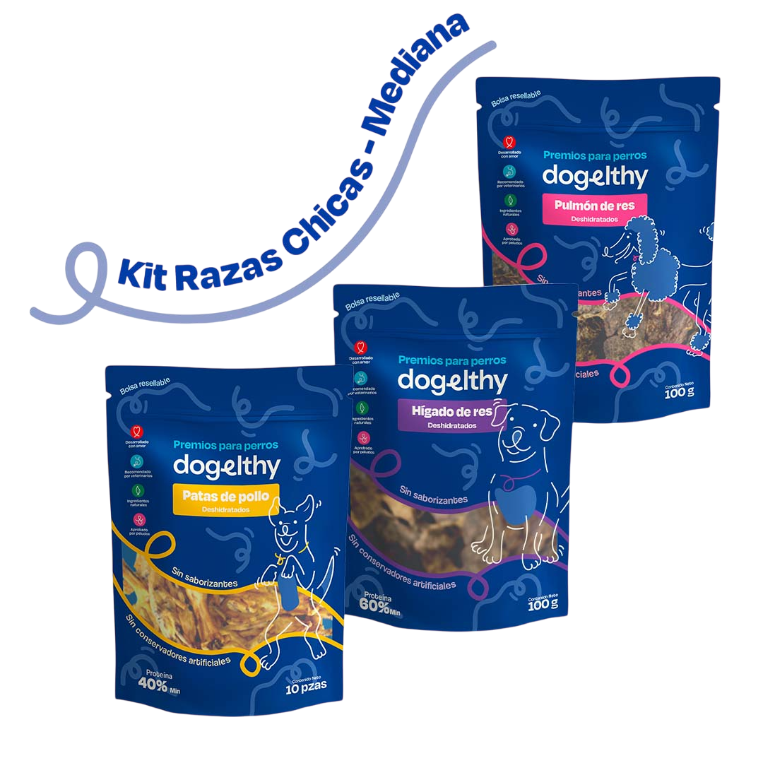 Kit de 3 Premios Deshidratados para Perros de Razas Pequeñas