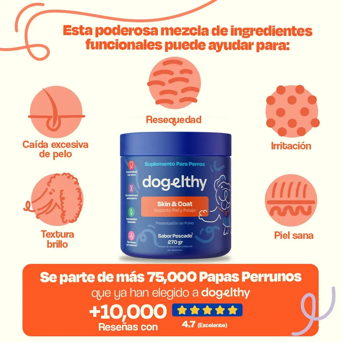 Suplemento para Pelaje y Piel de Perro (Sabor=Pescado)