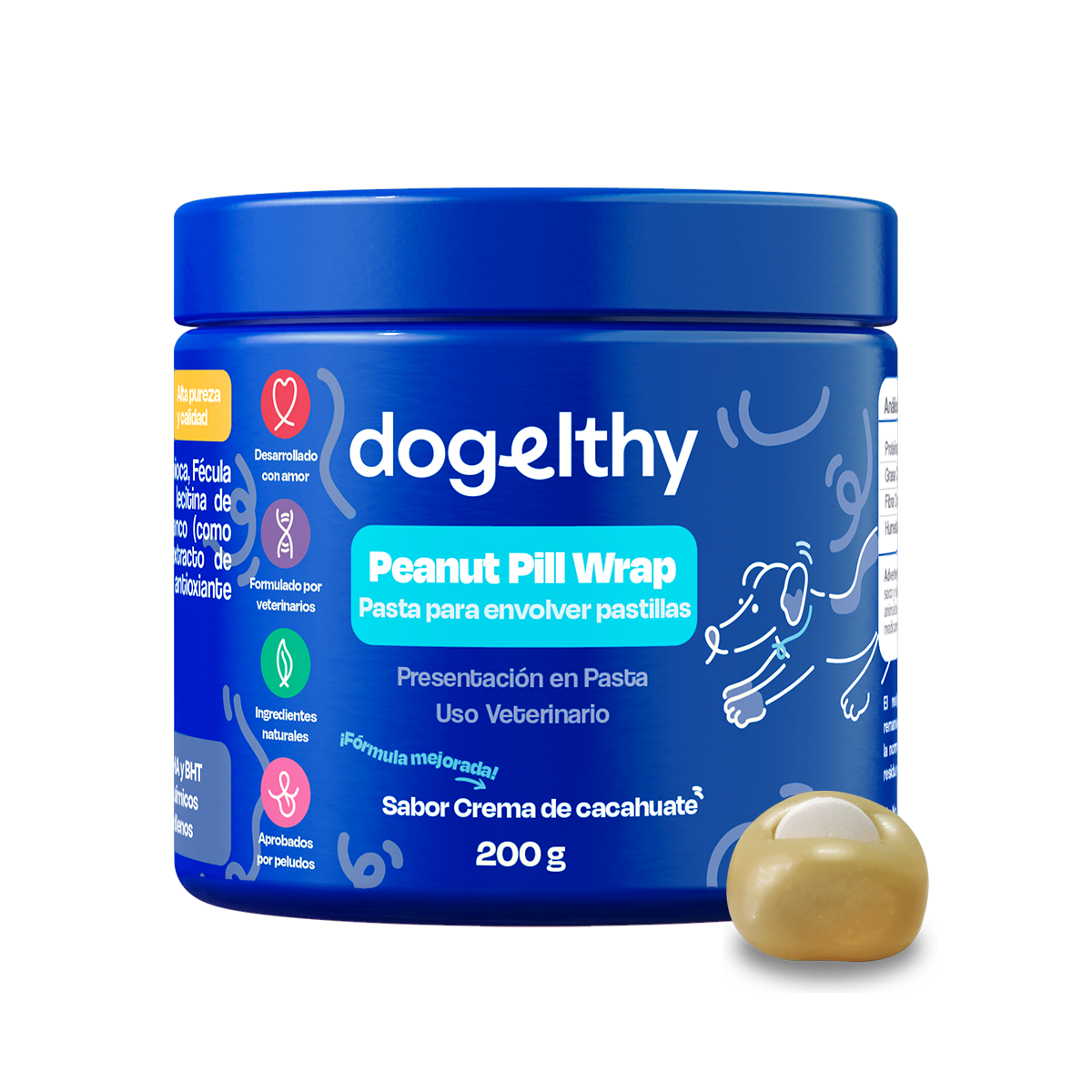 Recubrimiento de Pastillas para Perros Sabor Crema de Cacahuate - Pill Wrap