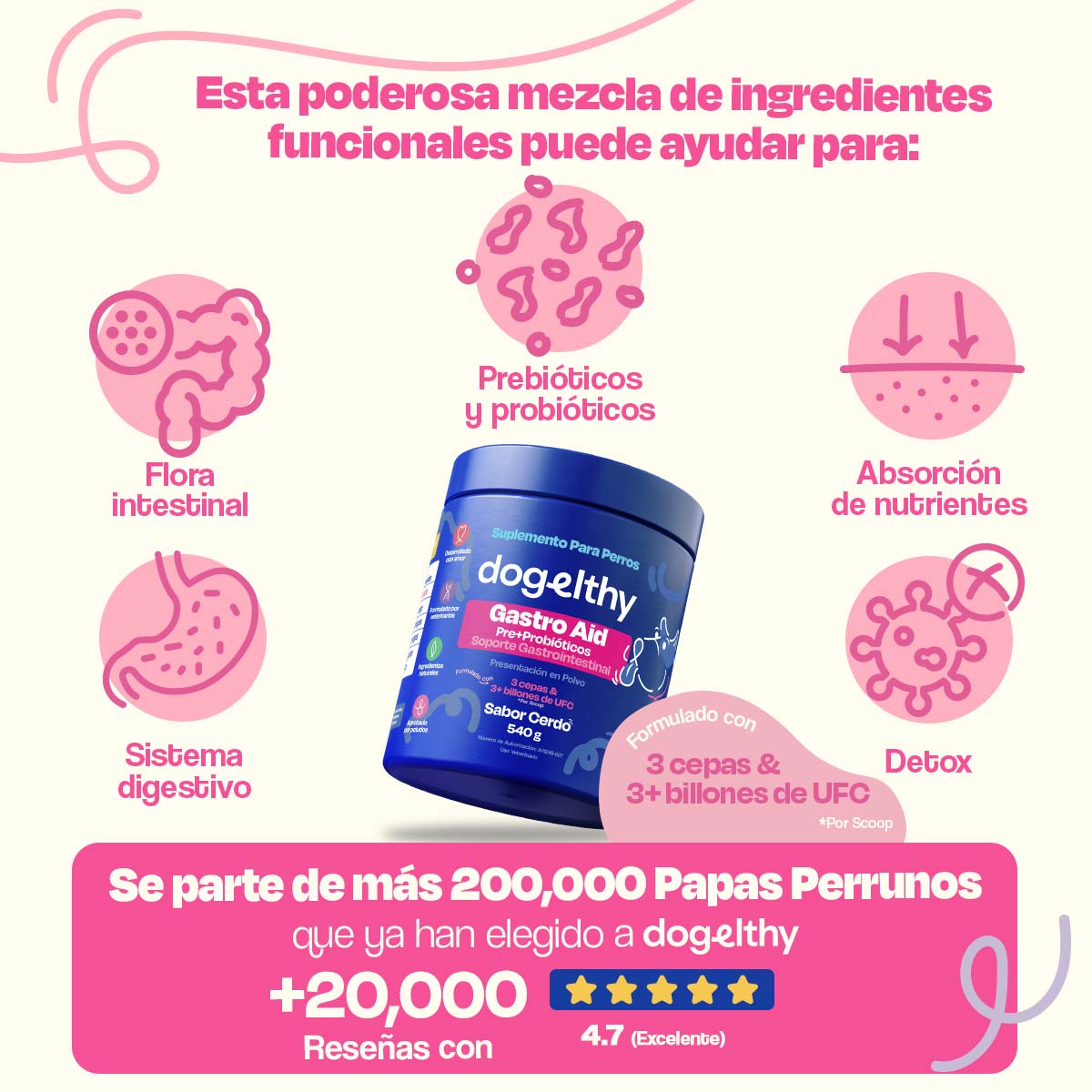Probióticos para Perros (Tamaño=540 gr Sabor=Cerdo)