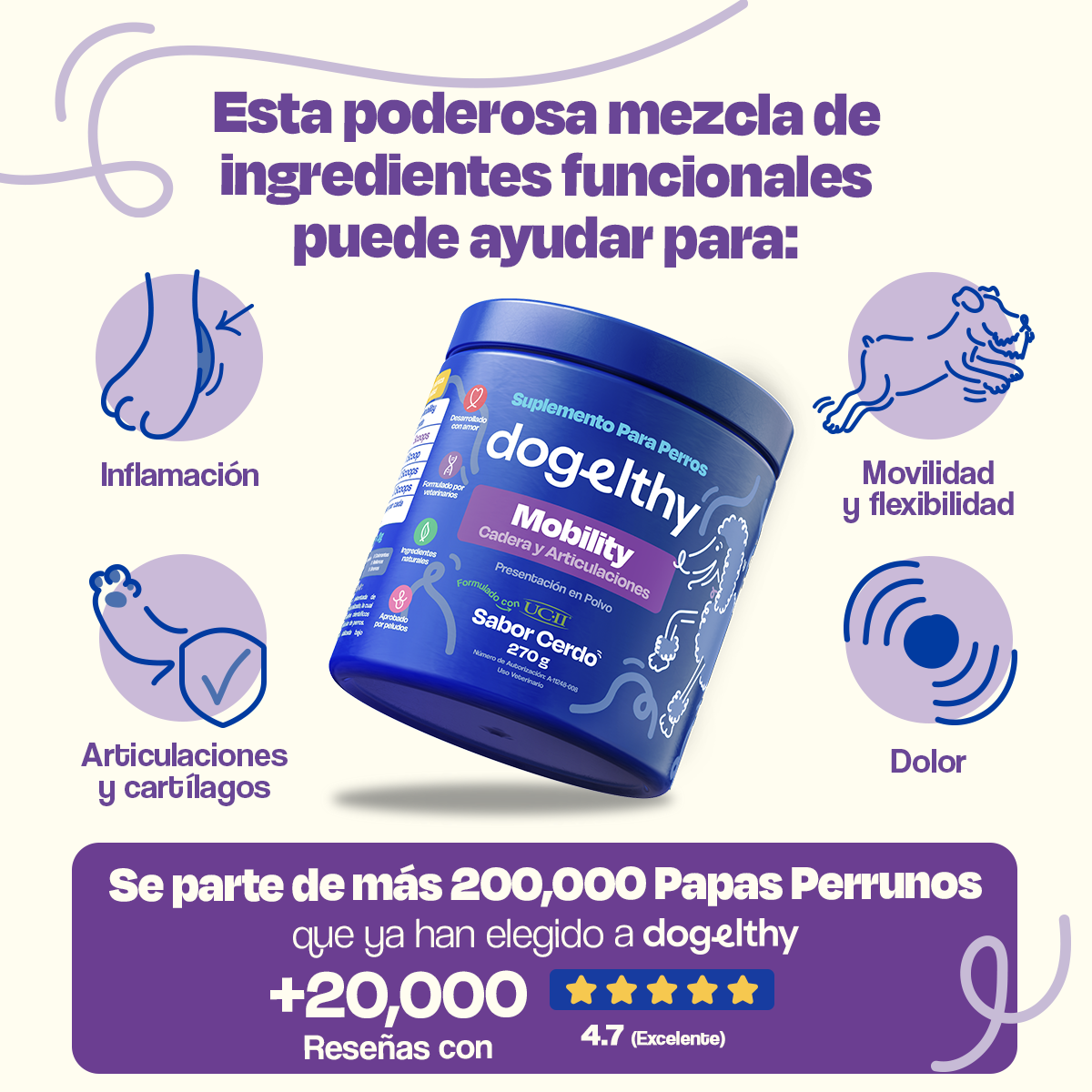 Suplemento para Articulaciones de Perros (Sabor=Cerdo)