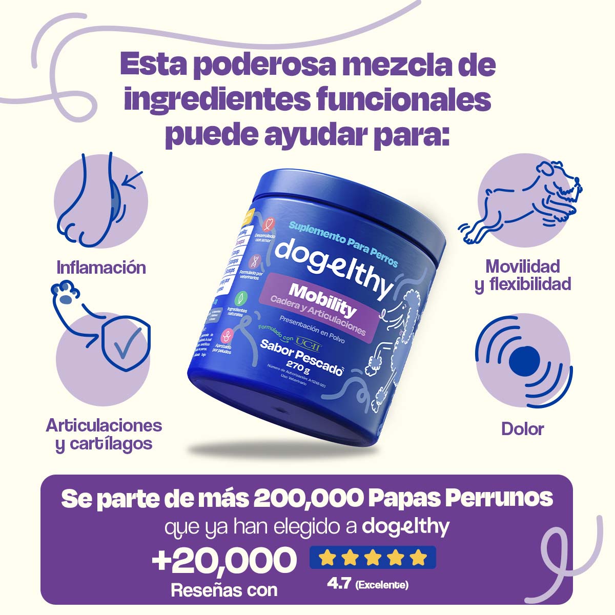 Suplemento para Articulaciones de Perros (Sabor=Pescado)