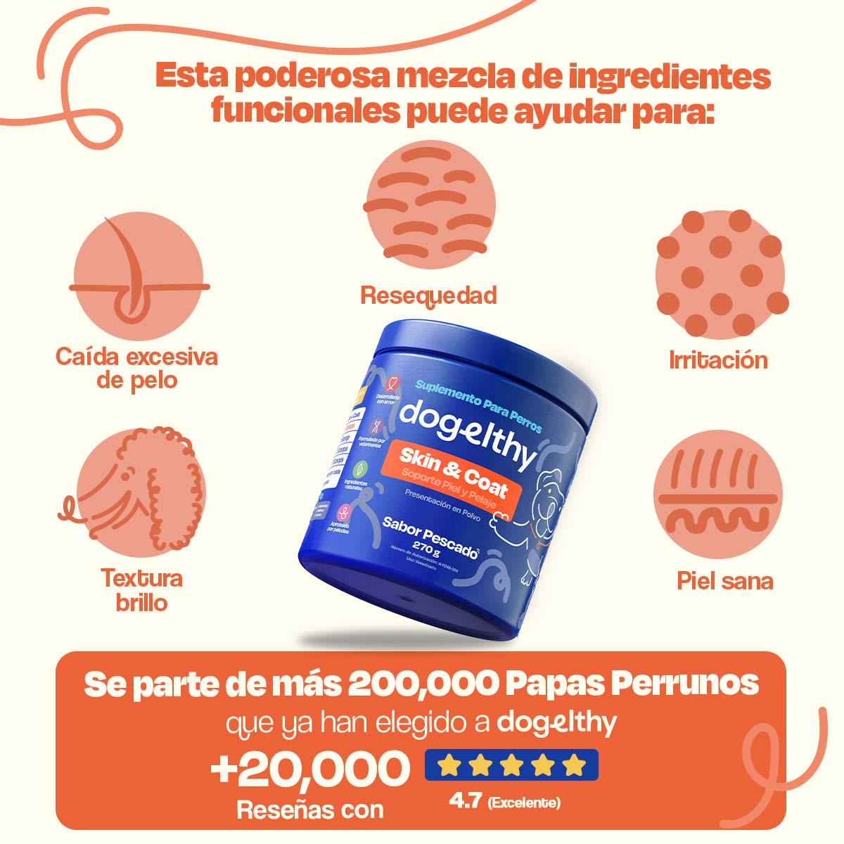 Suplemento para Pelaje y Piel de Perro (Sabor=Pescado)