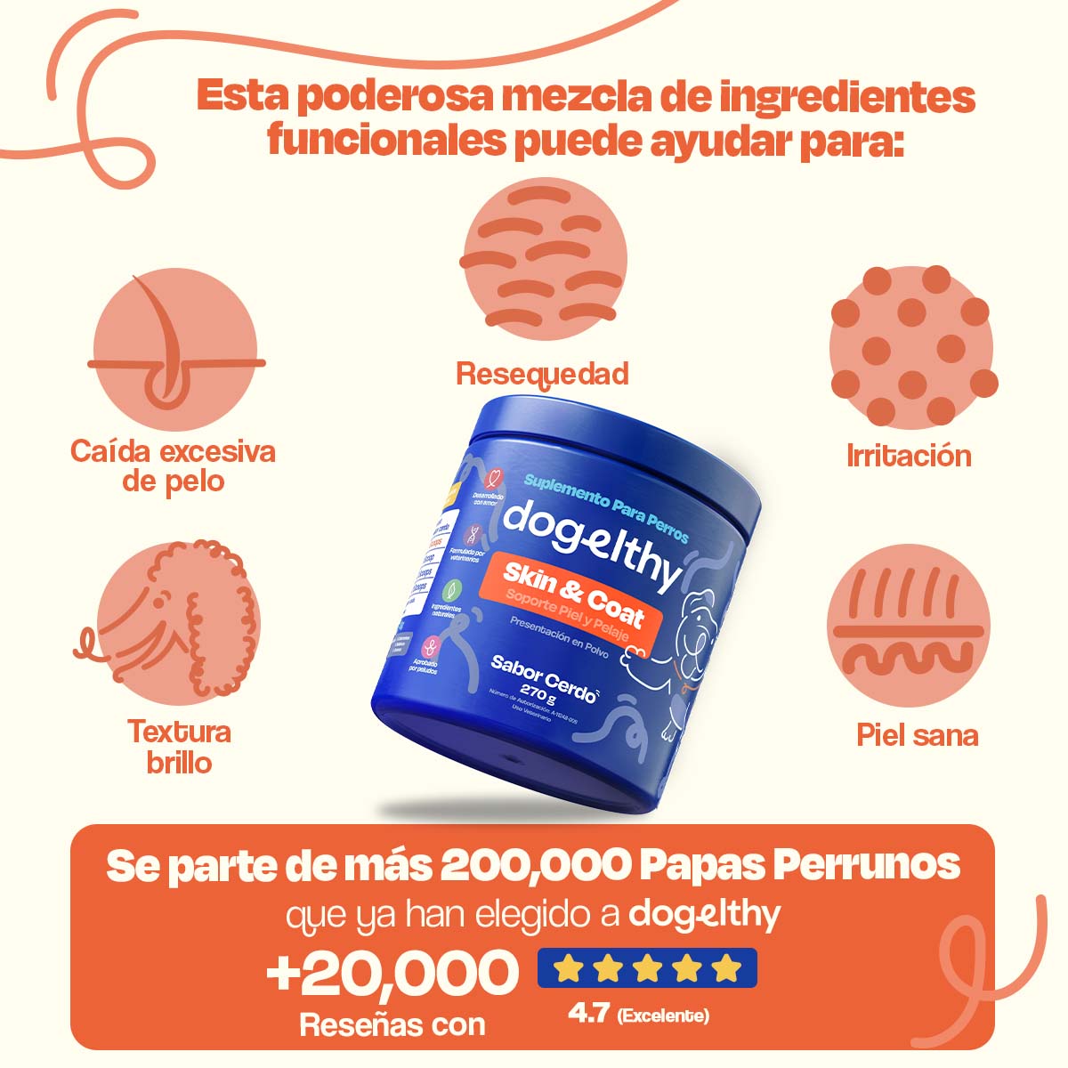 Suplemento para Pelaje y Piel de Perro (Sabor=Cerdo)