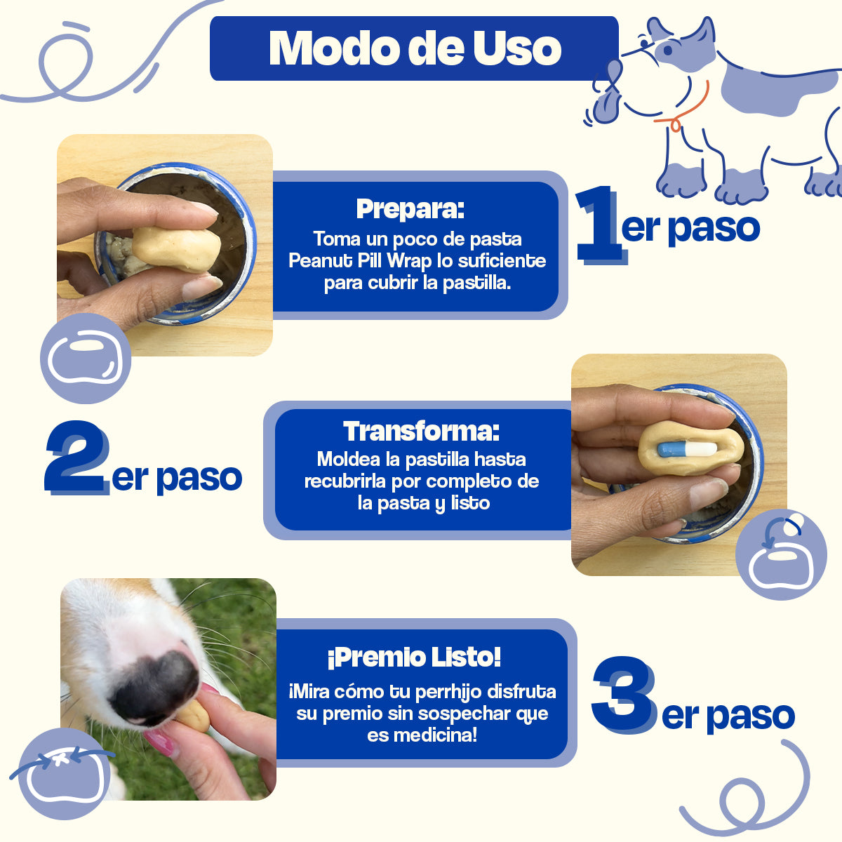 Recubrimiento de Pastillas para Perros Sabor Crema de Cacahuate - Pill Wrap
