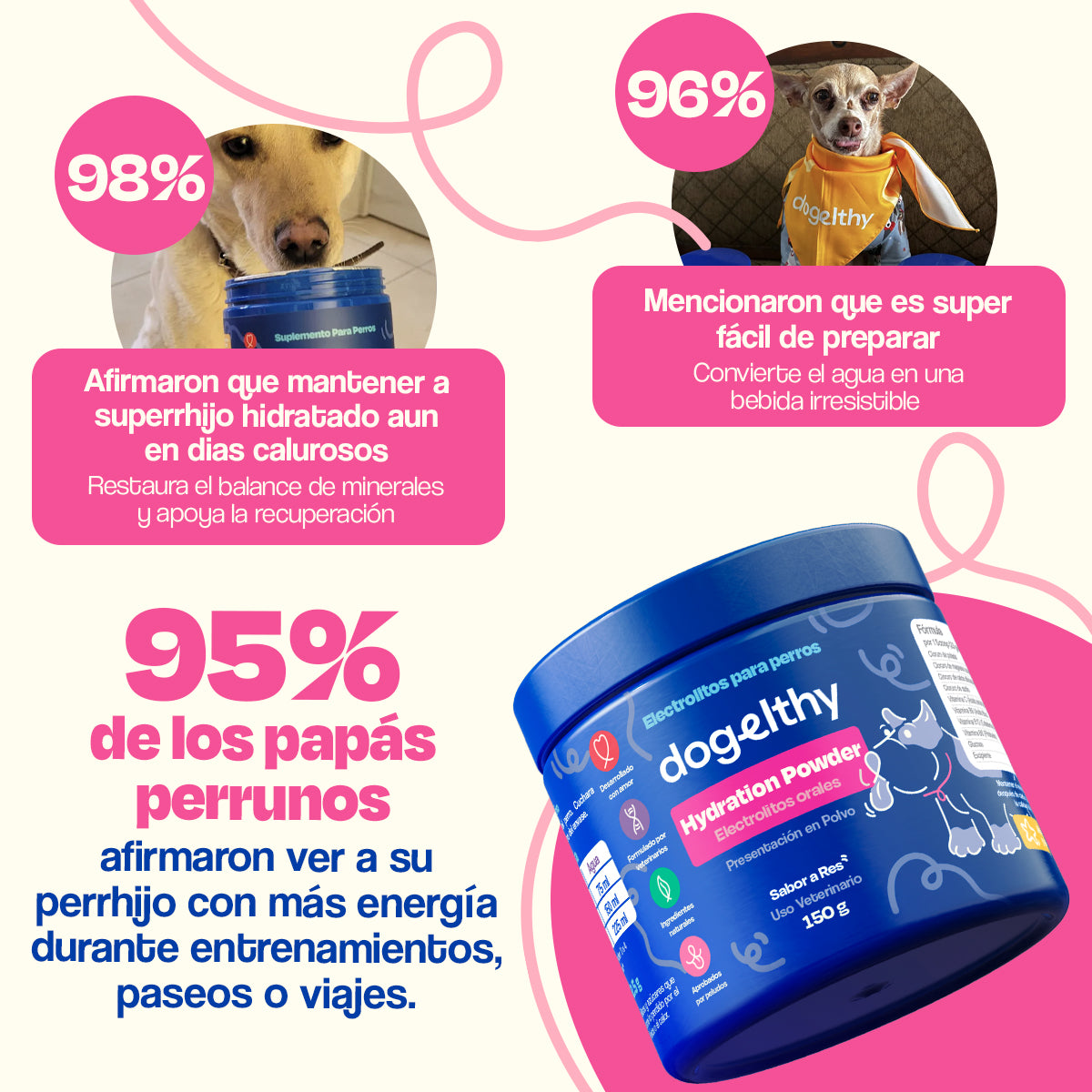 Electrolitos para Perros (Rinde 4.5 Lts) - Hydration Powder