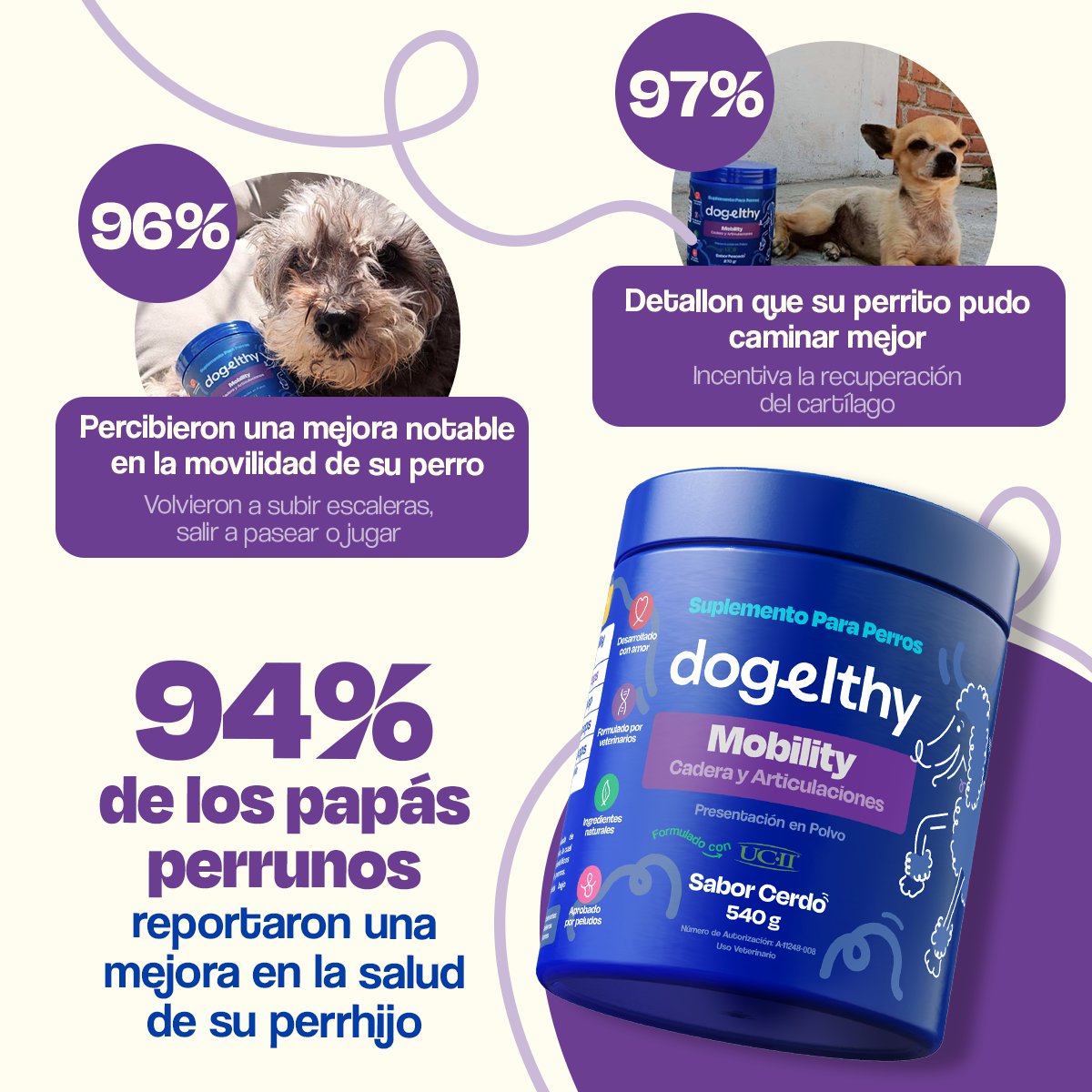 Suplemento para Articulaciones de Perros (Tamaño=549 gr Sabor=Cerdo)