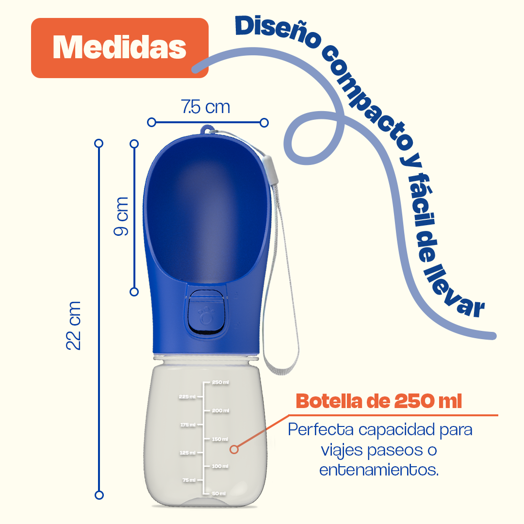 Termo para Perro - Bebedero de agua Portátil 250 ml