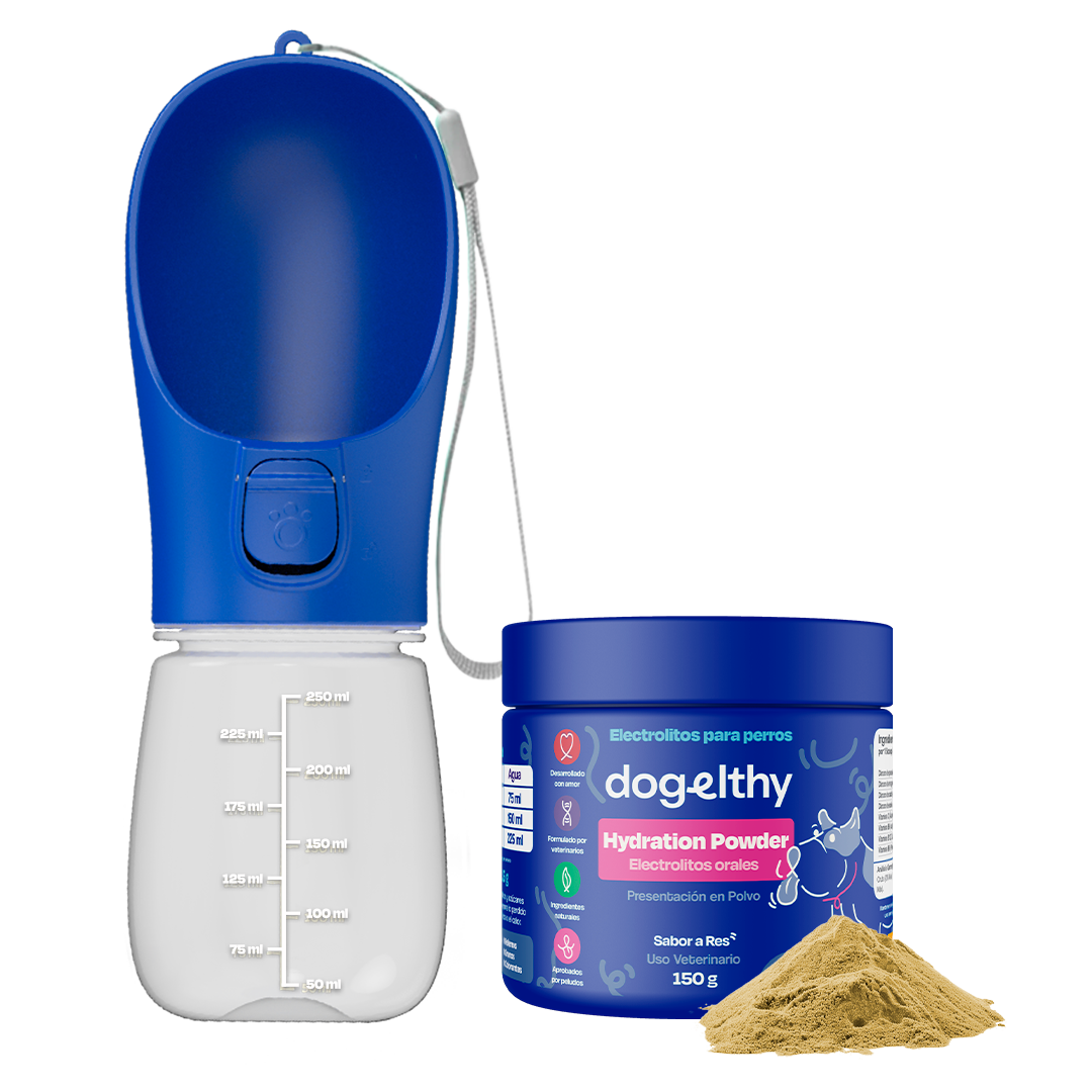 Electrolitos + Bebedero portátil para Perros
