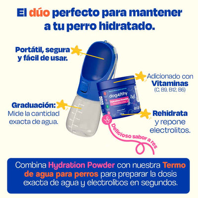 Electrolitos + Bebedero portátil para Perros