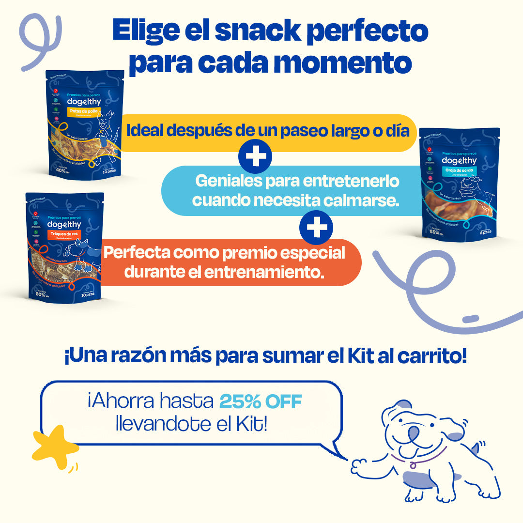 Kit de 3 Premios Deshidratados para Perros de Razas Grandes
