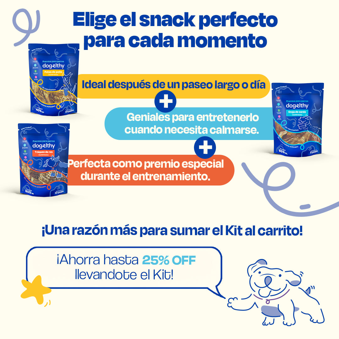 Kit de 3 Premios Deshidratados para Perros de Razas Grandes