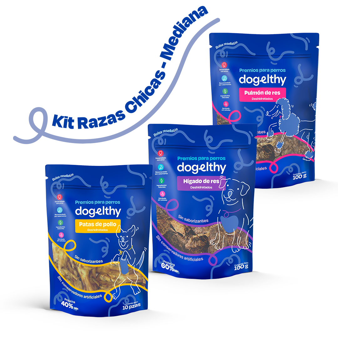 Kit de 3 Premios Deshidratados para Perros de Razas Pequeñas