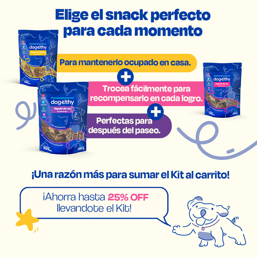 Kit de 3 Premios Deshidratados para Perros de Razas Pequeñas