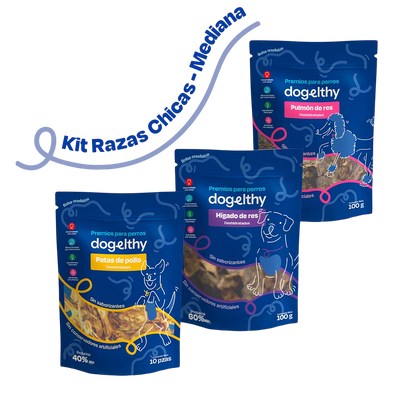 Kit de 3 Premios Deshidratados para Perros de Razas Pequeñas