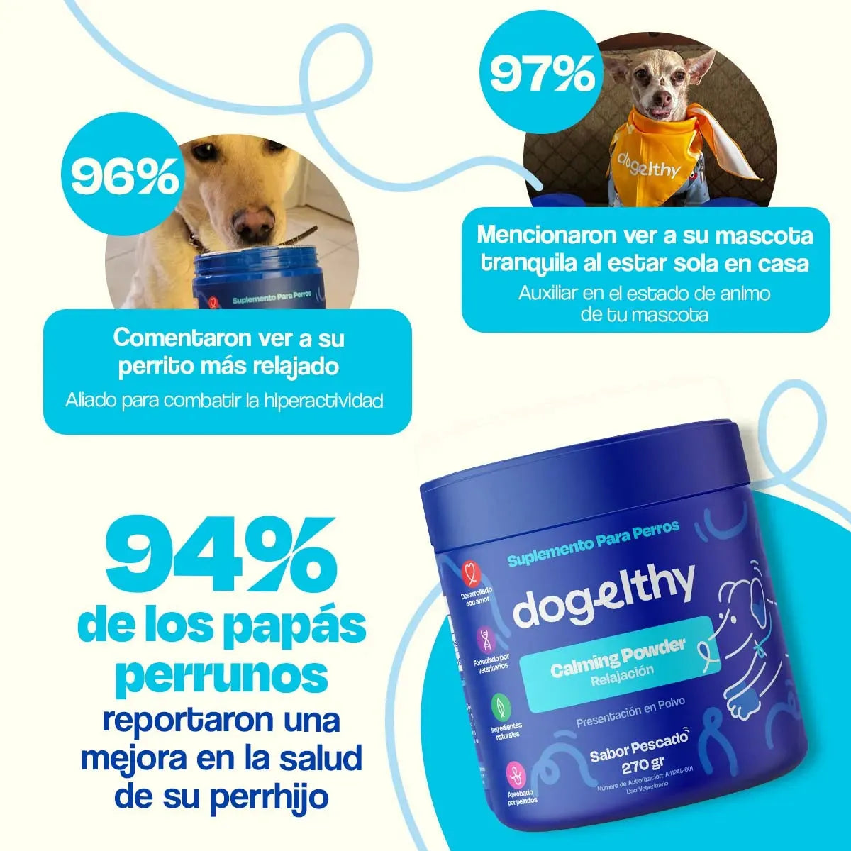 Calming Perros Calmante para Perros - Dogelthy (Calming Powder)