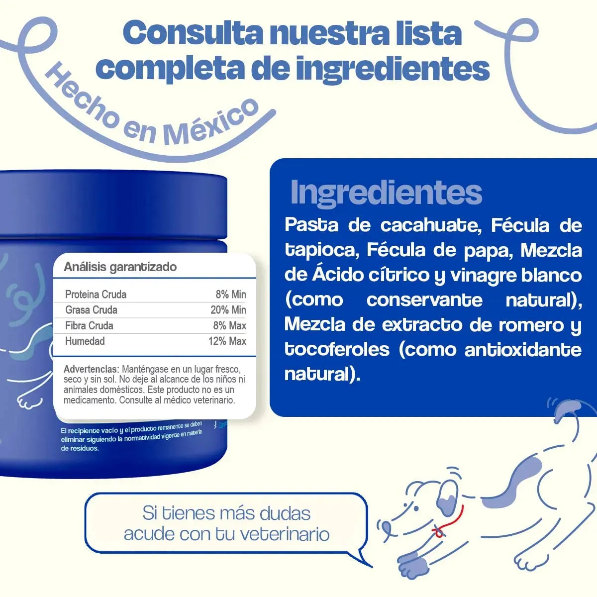 Recubrimiento de Pastillas para Perros Sabor Crema de Cacahuate